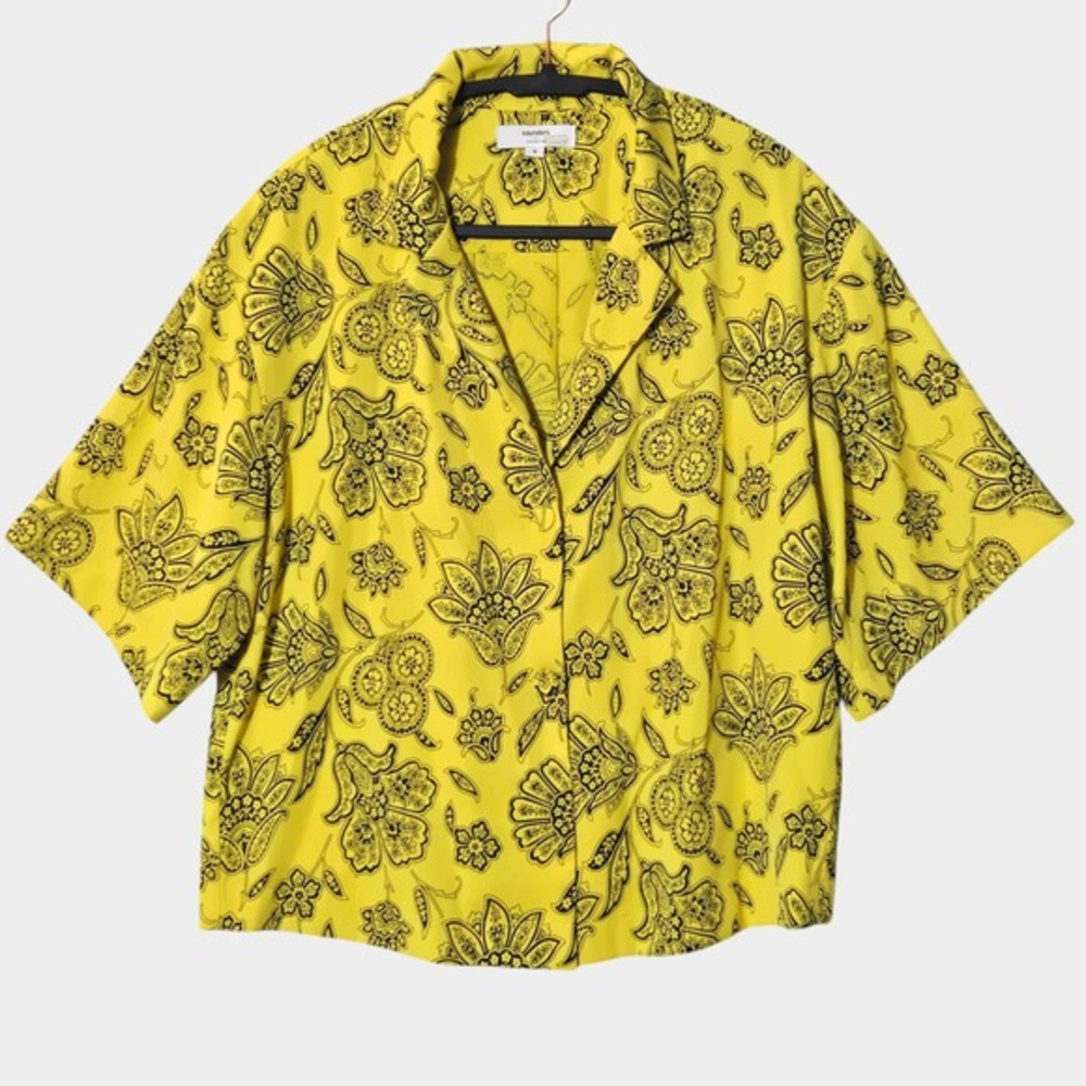 Saunders Collective X RTR Rox Floral Paisley Button Top Yellow 8 Artsy Resort‎